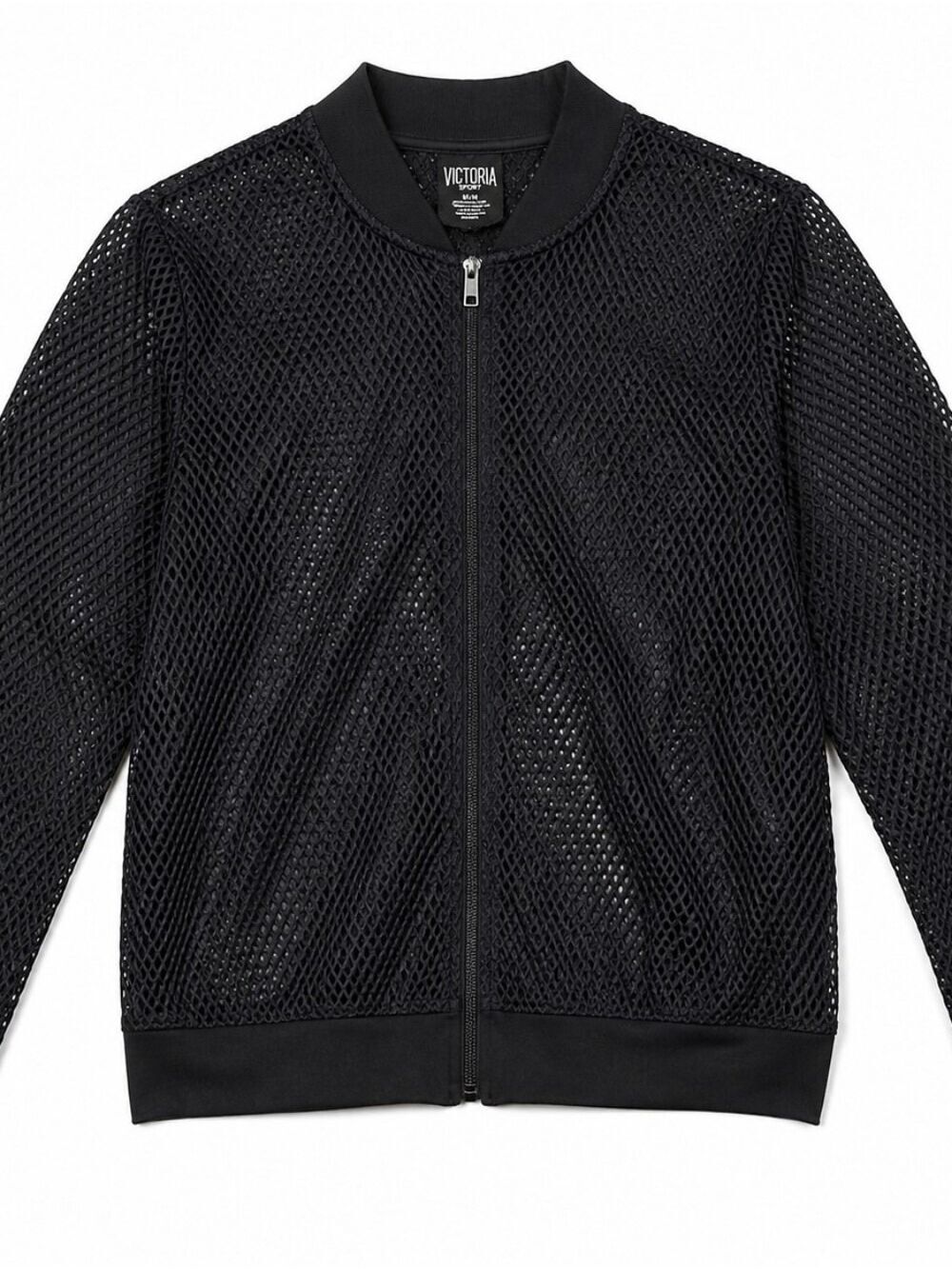 Victoria Sport Black Mesh Bomber Jacket Goth Streetwear - Picture 3 of 4